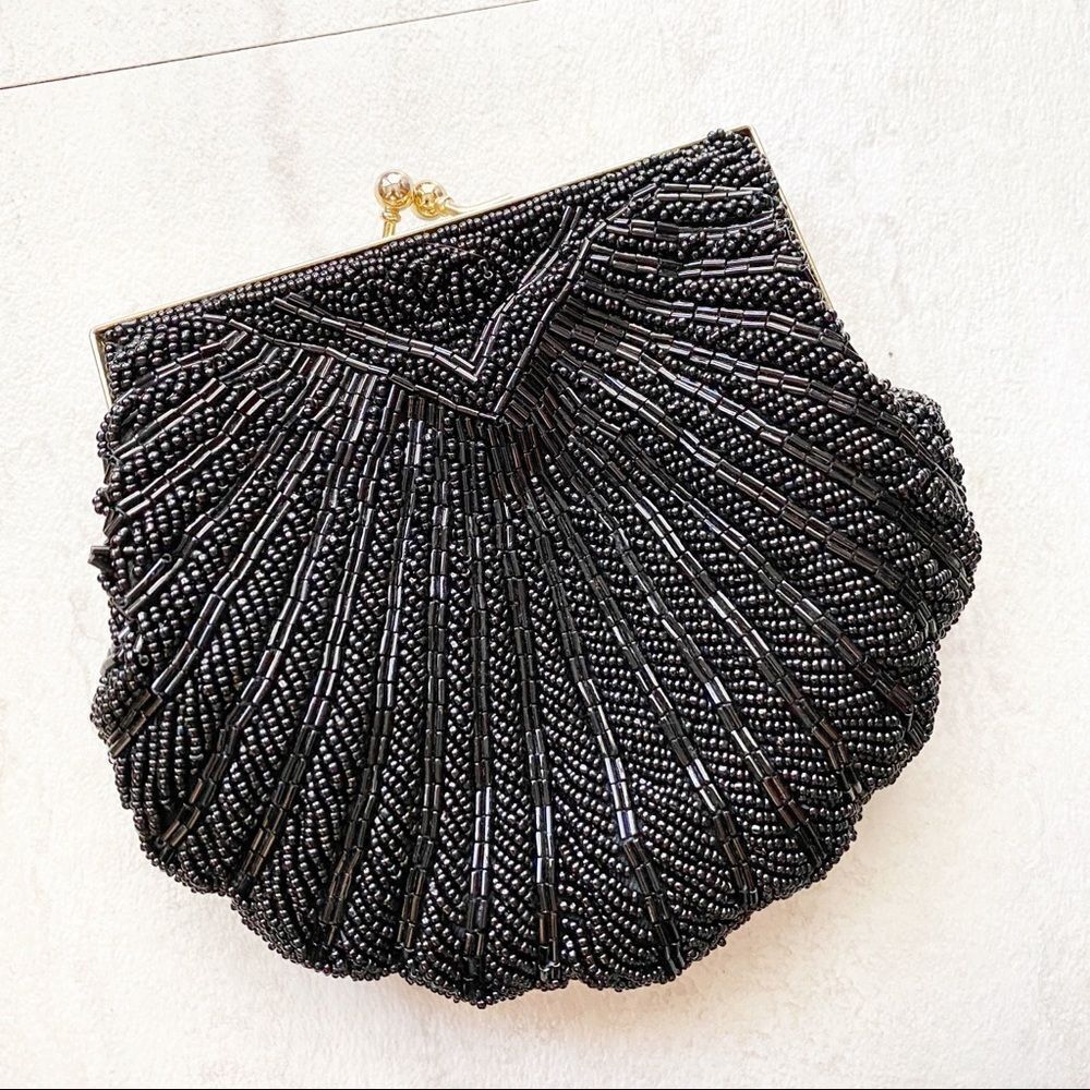 Vintage Black Beaded Evening Bag